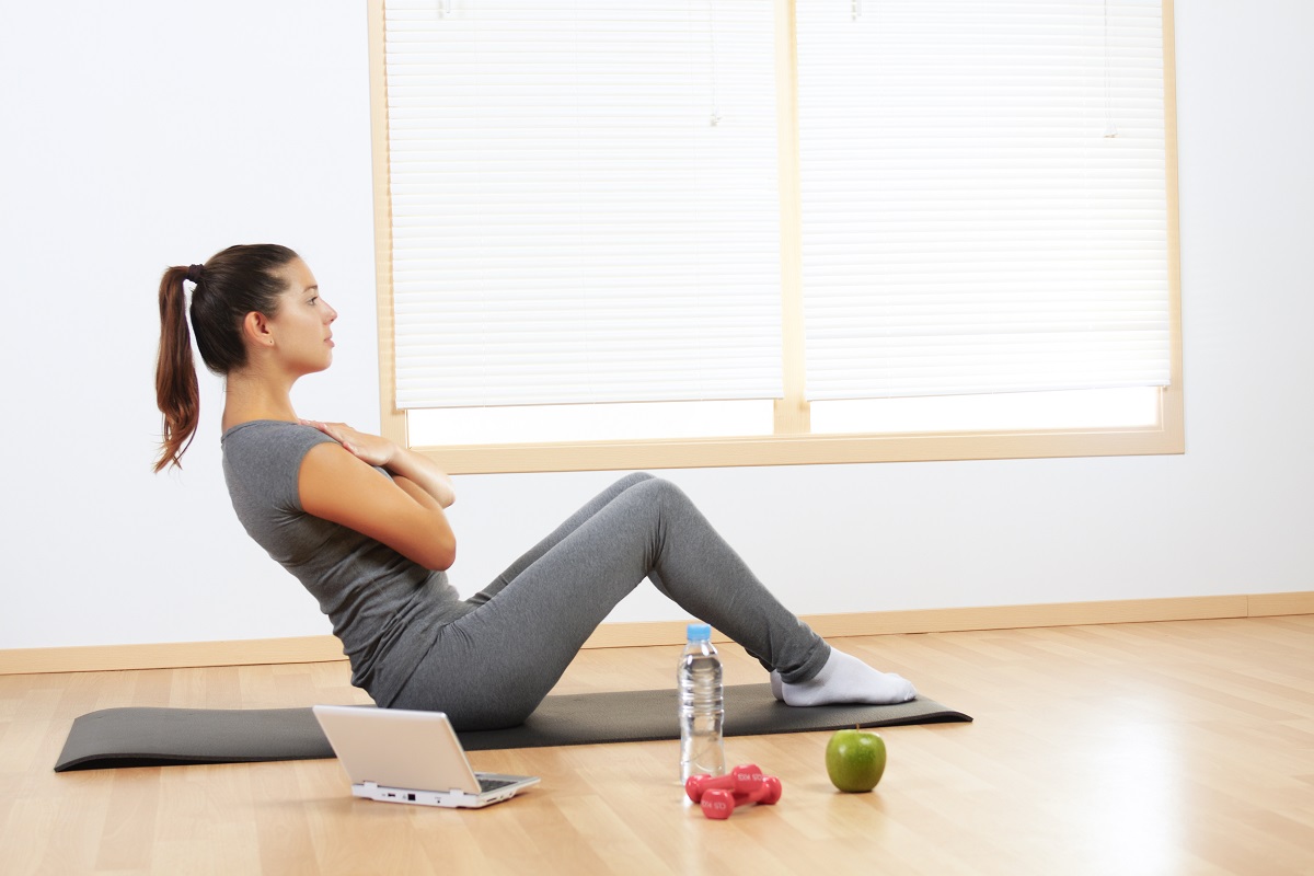 Woman working out at home