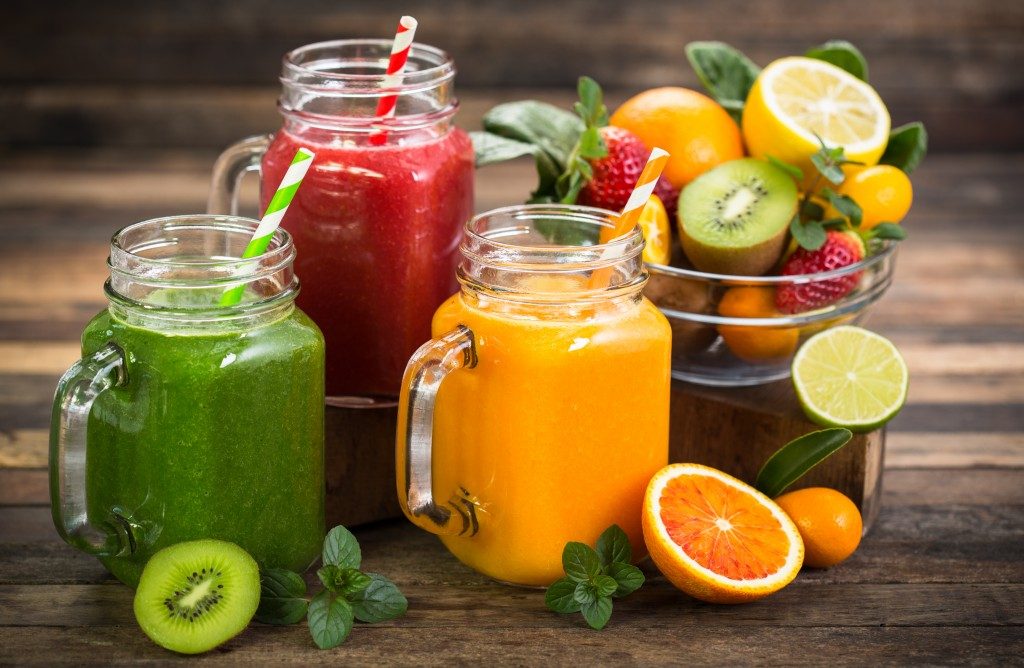 fruit juices in masoin jars