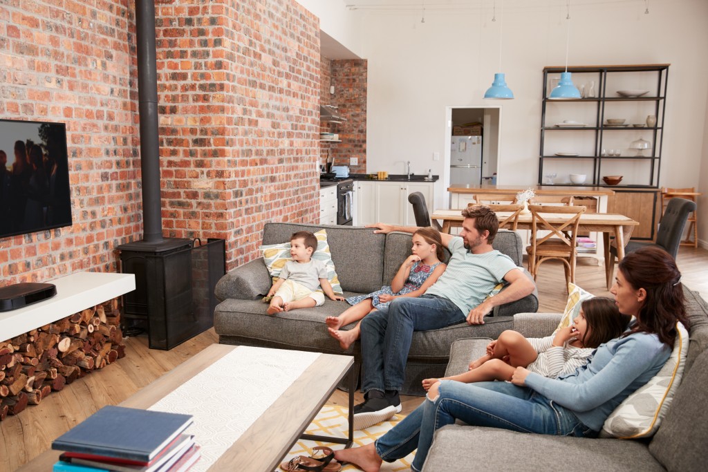 family watching in the living room