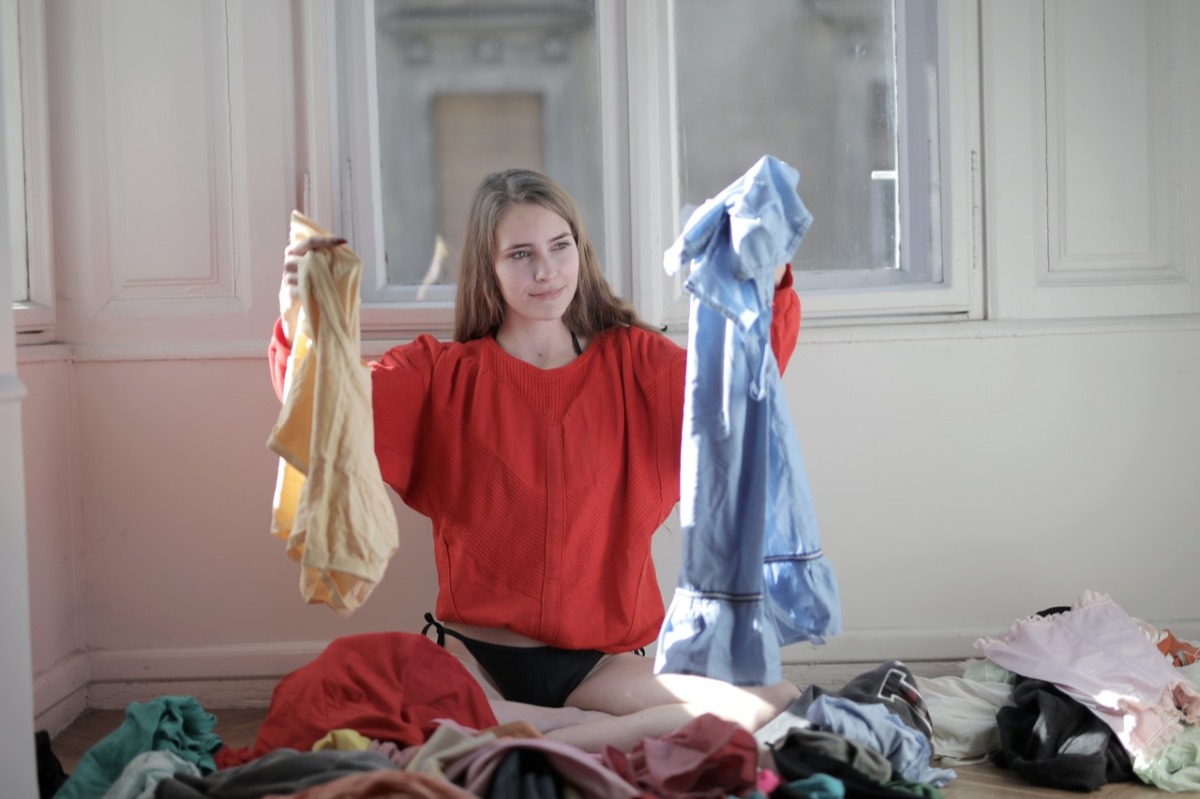 woman segregating clothes