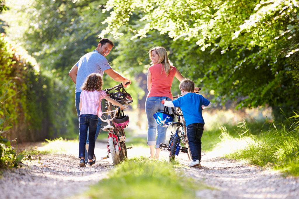 family biking