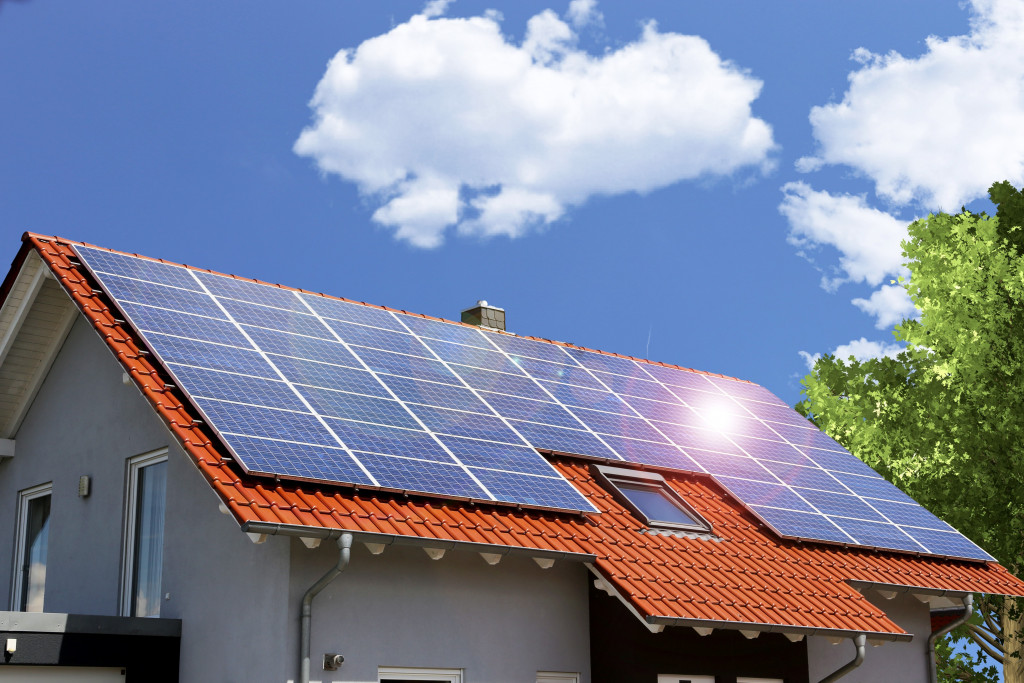 Solar panels on the roof of a home