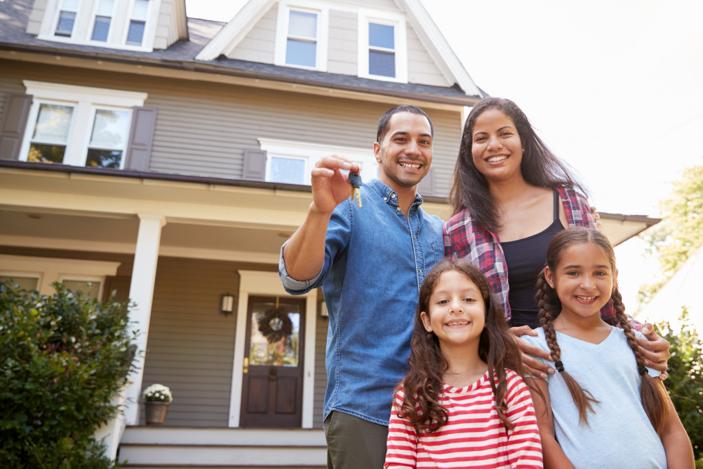 A family with their newly bought home