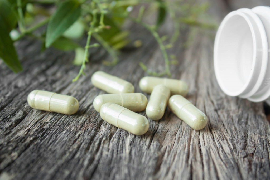 herb capsules concept of supplements