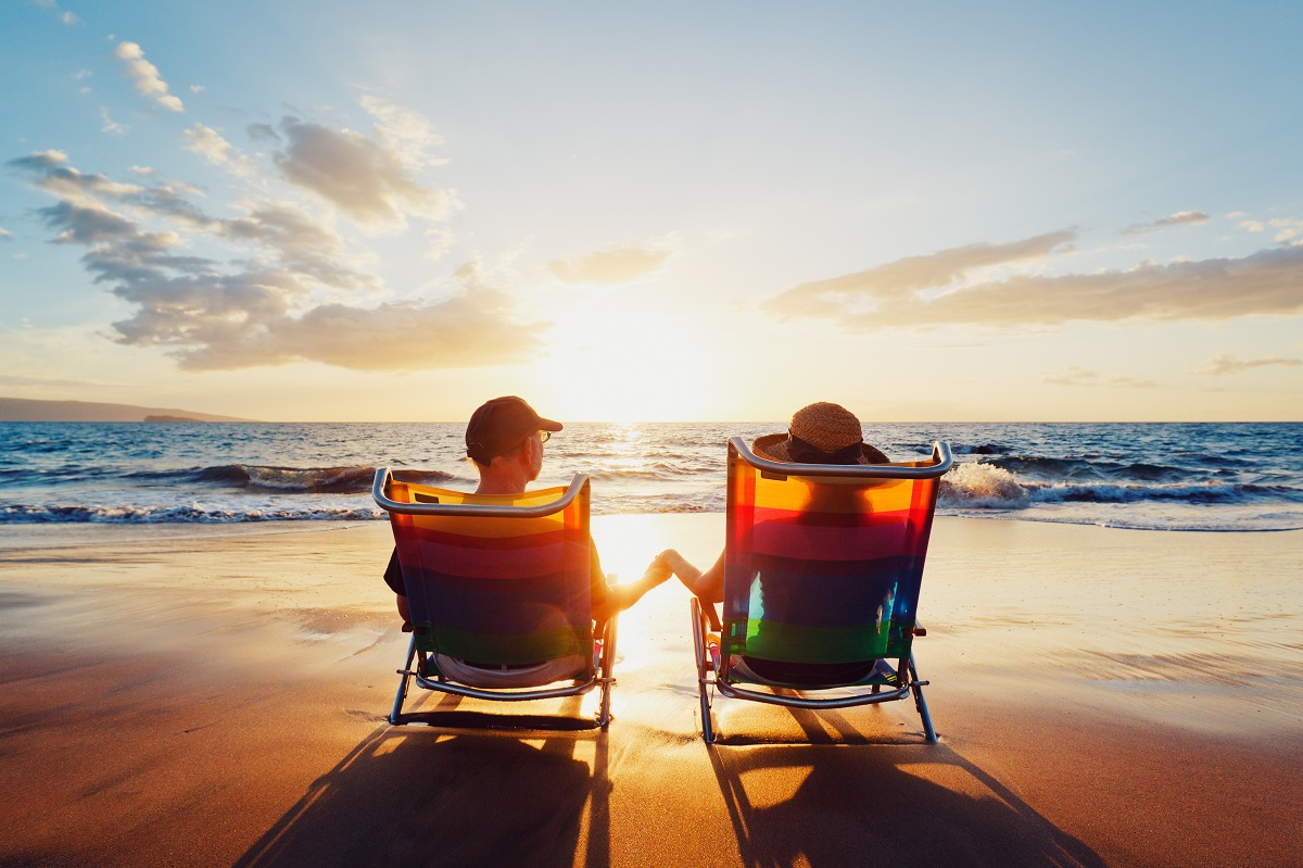 romantic couple enjoying the beach