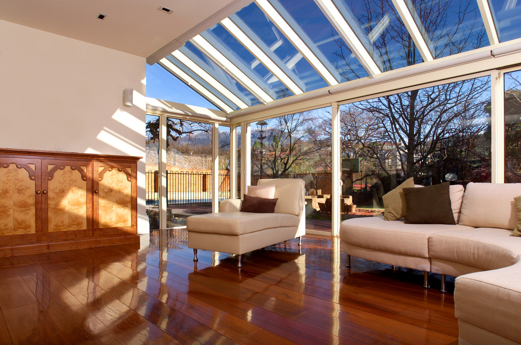 skylight in a luxury home living area