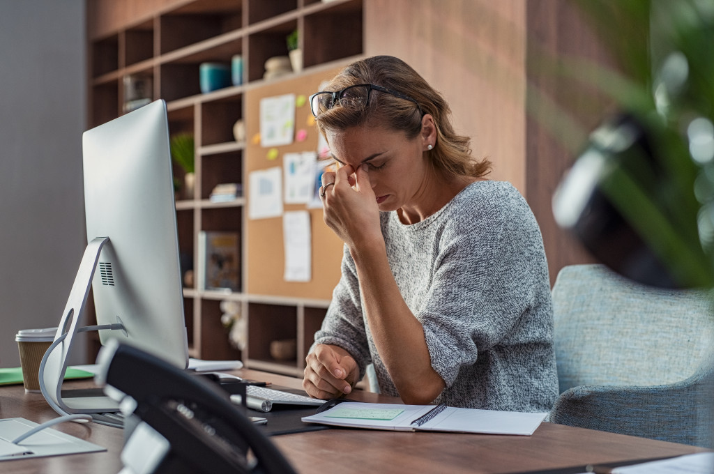 Stressed woman at home