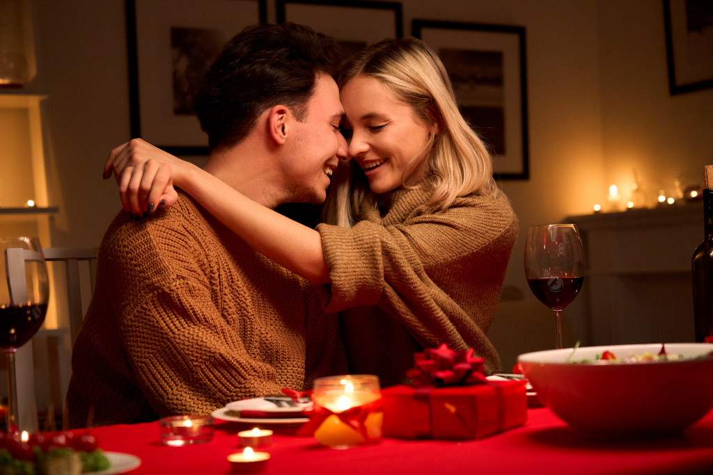 young couple hugging